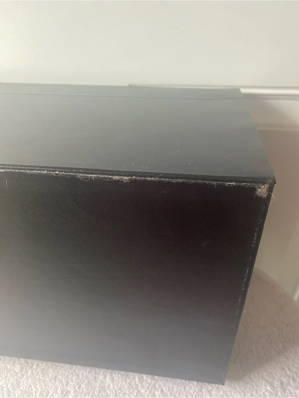 Black Jewelry/Watch Organizer Box with See-Through Top White Stiching EUC